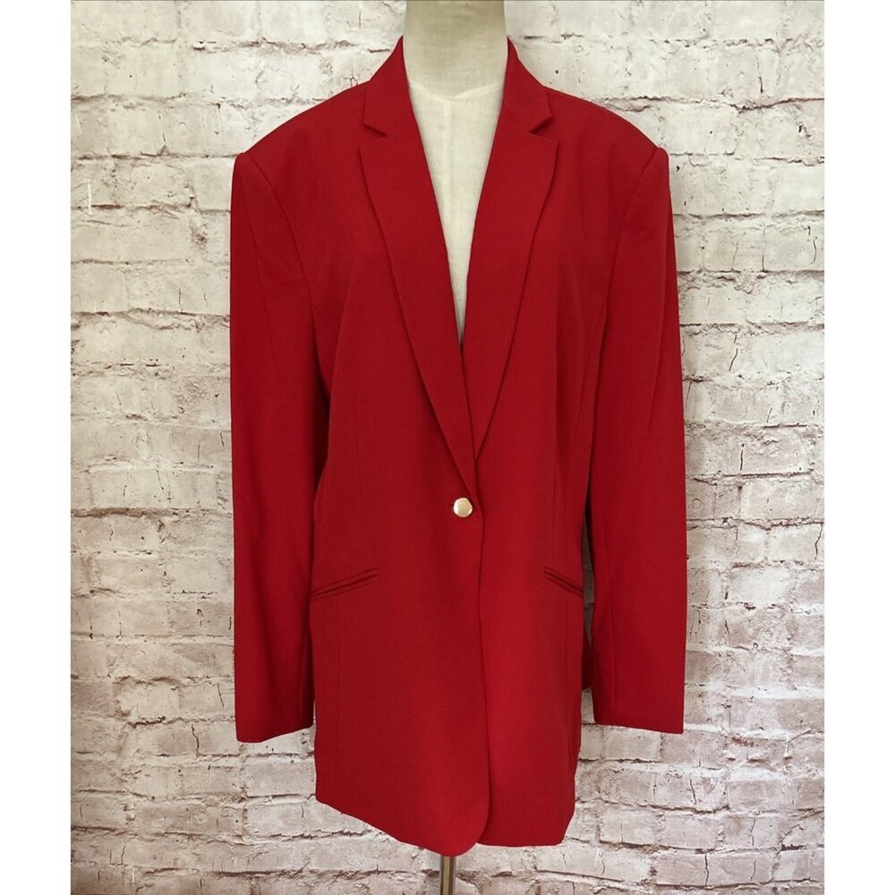 Worthington Womens Red Blazer XXL Power Suit Office Chic Workwear Holiday Preppy